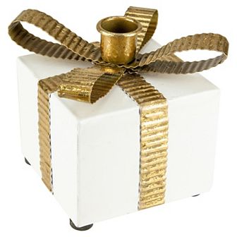 Northlight 4.5-Inch Metal Gift Box Taper Candle Holder