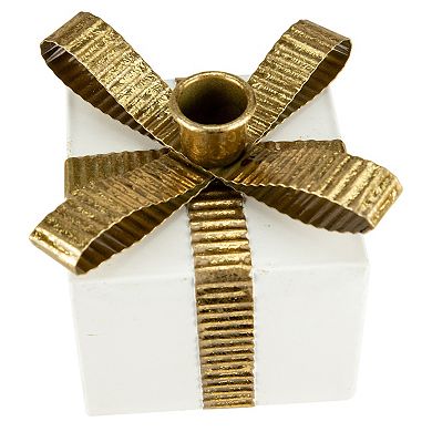 Northlight 4.5-Inch Metal Gift Box Taper Candle Holder