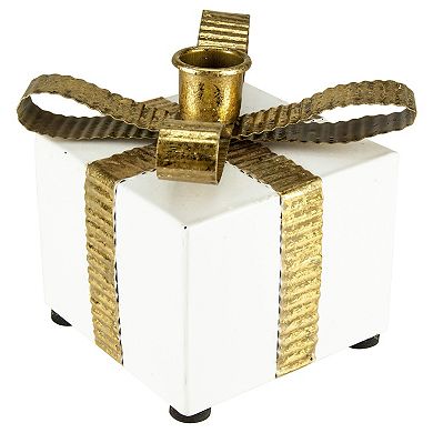Northlight 4.5-Inch Metal Gift Box Taper Candle Holder