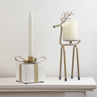 Northlight 4.5-Inch Metal Gift Box Taper Candle Holder