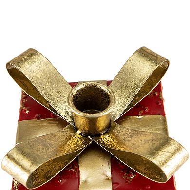 Northlight 4.5-Inch Metal Gift Box Taper Candle Holder