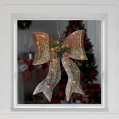 Northlight 23-Inch LED Lighted Ombre Mesh Bow Christmas Decoration