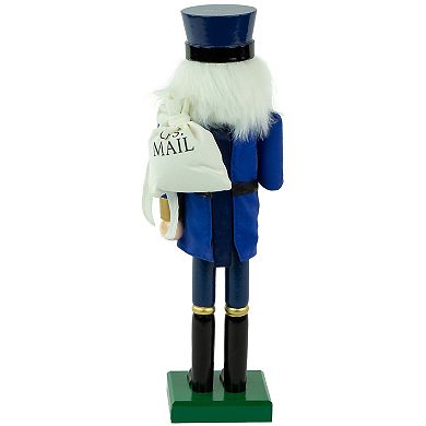 Northlight Wooden Mail Carrier Nutcracker Figurine 14-Inch Table Decor