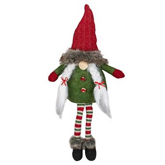 Northlight 25-Inch Sitting Female Gnome with Pigtails Christmas Figurine Floor Decor