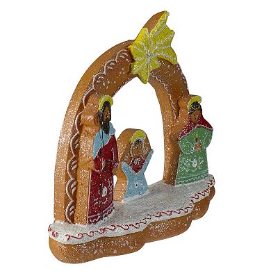 Northlight 8-Inch Glitter Dusted Gingerbread Holy Family Nativity Decoration Table Decor