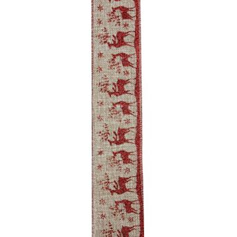 Northlight Reindeer Burlap Wired Christmas Craft Ribbon - 2.5 in x 10 Yards