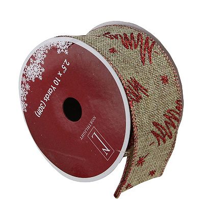 Northlight 12-pk. Red and Beige Christmas Tree Wired Craft Ribbons - 2.5" x 120 Yards