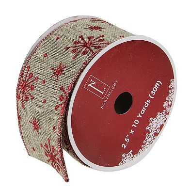 Northlight Snowflake Wired Christmas Craft Ribbon 2.5 Inches x 10 Yards