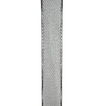 Northlight Silver Glittering Metallic Lattice Wired Christmas Craft Ribbon - 2.5 Inch x 10 Yards