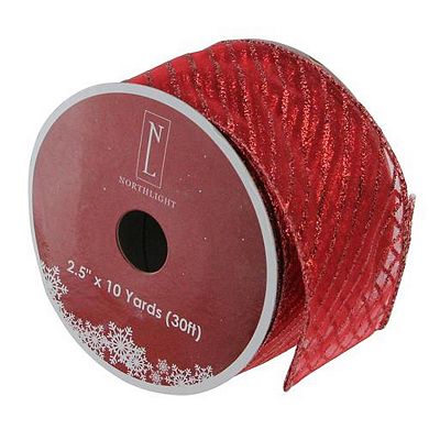 Northlight Red Metallic Wired Craft Ribbon 2.5 Inches x 10 Yards