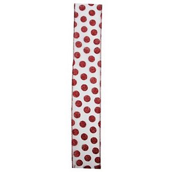 Northlight Glittering Polka Dots Wired Craft Ribbon - 2.5 in x 10 Yards