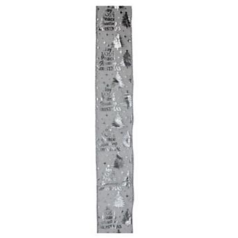Northlight Silver Wired Christmas Words Craft Ribbon - 2.5 in x 10 Yards