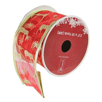 Northlight Wired Glittering Reindeer Christmas Craft Ribbon - 2.5 in x 10 Yards