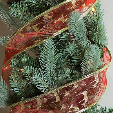 Northlight Wired Glittering Reindeer Christmas Craft Ribbon 2.5 Inches x 10 Yards