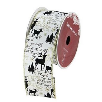 Northlight Playful Reindeer Christmas Wired Craft Ribbon - 2.5 in x 10 Yards