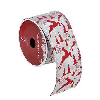 Northlight Flying Reindeer Wired Christmas Craft Ribbon - 2.5 in x 10 Yards