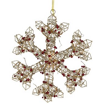 Northlight 19 in Light-Up Glittered Berry Rattan Snowflake Window Decor