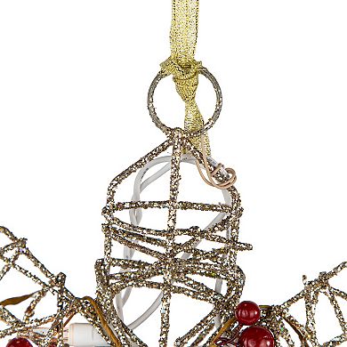 Northlight 19-Inch Lighted Glittered Berry Rattan Snowflake Window Decoration