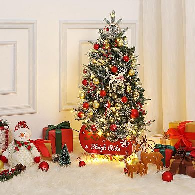 2PC 3ft Fiber Optic Christmas Trees - 78 LEDs, Sleigh Base, USB