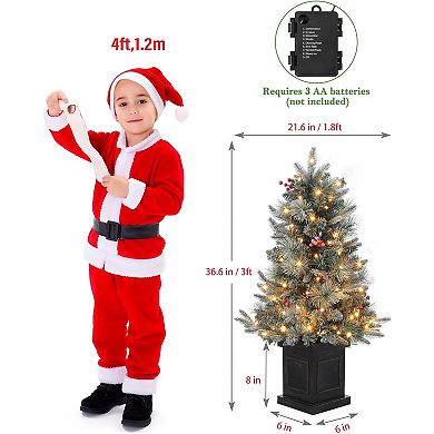 2PC 3FT Snow Flocked Christmas Tree - 78 LEDs, 8 Modes, Black Base