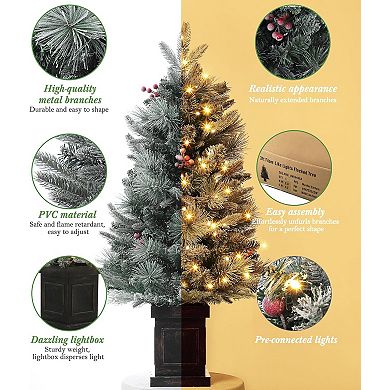 2PC 3FT Snow Flocked Christmas Tree - 78 LEDs, 8 Modes, Black Base