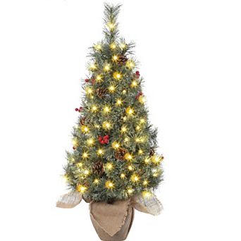 3ft Pre-Lit Tabletop Christmas Tree - 78 LEDs, Berry Clusters