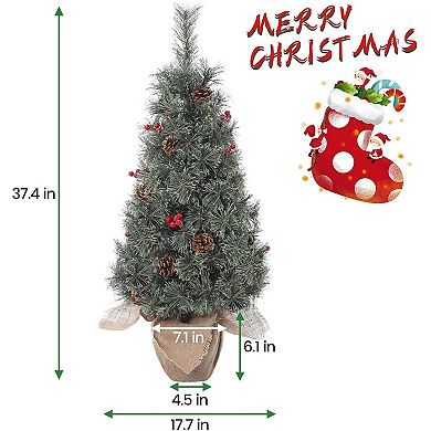 3ft Pre-Lit Tabletop Christmas Tree - 78 LEDs, Berry Clusters