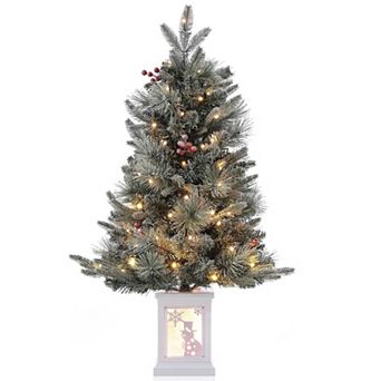 3ft LED Xmas Christmas Tree - 78 Lights, Snowman Base, 8 Modes, Fiber Optic