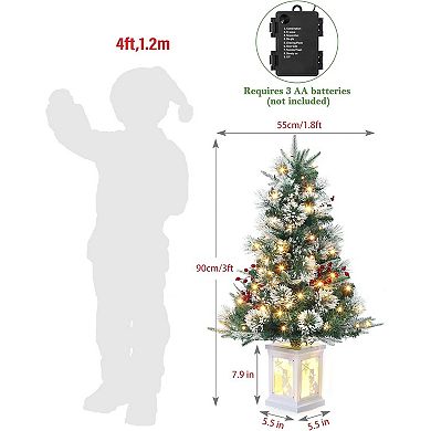 3ft Pre-Lit Christmas Tree - Snow Flocked, 78 Warm LEDs, 8 Modes