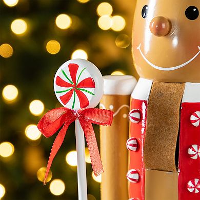 Glitzhome 24"H Gingerbread Man Nutcracker Decor, Wooden Christmas Porch Decor