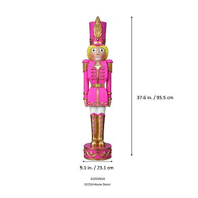 37 Inch Female Christmas Nutcracker Pink/Gold