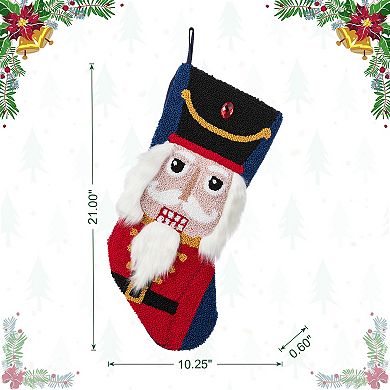 Glitzhome 21"L Hooked Stocking, Christmas Stocking Wall Decor
