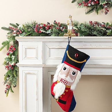Glitzhome 21"L Hooked Stocking, Christmas Stocking Wall Decor