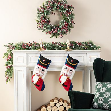 Glitzhome 21"L Hooked Stocking, Christmas Stocking Wall Decor