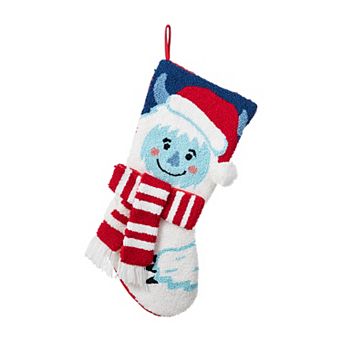 Glitzhome 21"L Hooked Stocking, Christmas Yeti Hanging Wall Decor