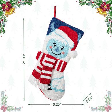 Glitzhome 21"L Hooked Stocking, Christmas Yeti Hanging Wall Decor