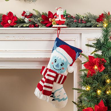 Glitzhome 21"L Hooked Stocking, Christmas Yeti Hanging Wall Decor