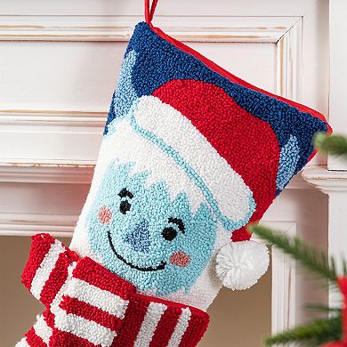 Glitzhome 21"L Hooked Stocking, Christmas Yeti Hanging Wall Decor
