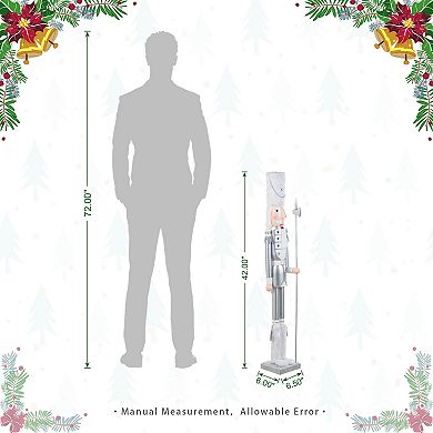 Glitzhome 42"H Dressed King Nutcracker, Wooden Christmas Porch Decor