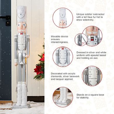Glitzhome 42"H Dressed King Nutcracker, Wooden Christmas Porch Decor