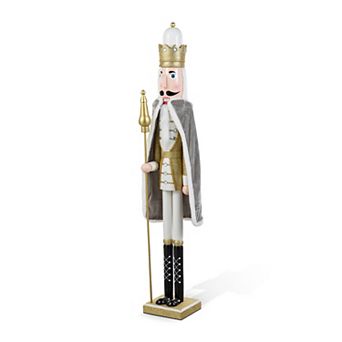 Glitzhome 42"H Dressed King Nutcracker, Wooden Christmas Porch Decor