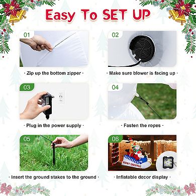 Glitzhome 6FT Christmas Decoration, Lighted Inflatable Skiing Santa, Snowman and Dog