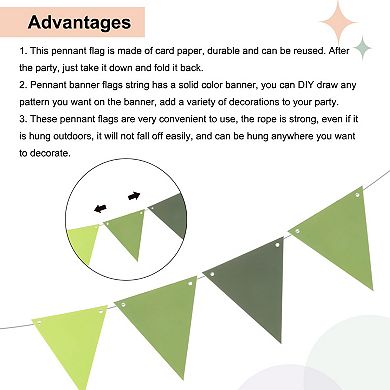 16 Ft Pennant Banner Flags String Card Stock Triangle Hanging Triangle Bunting Flags for Decorations