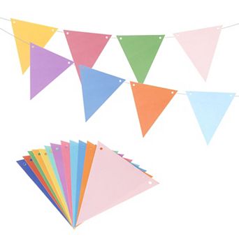 16 Ft Pennant Banner Flags String Card Stock Triangle Hanging Triangle Bunting Flags for Decorations