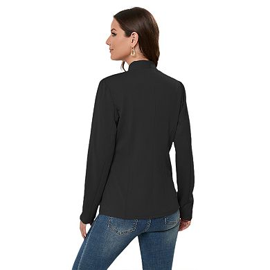 Women's Long Sleeve Blazer Casual Open Front Cardigan Shrugs Ruched Sleeve Office Blazer Jacket