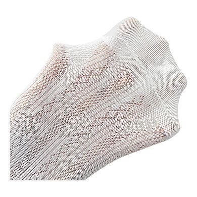 4 Pairs Women Low-Cut Lace Knit Ankle Socks Soft Stretch Cotton Mesh Design Breathable Lightweight