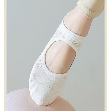 4 Pairs Women's Non-Slip Yoga Socks Soft Cotton Grip Sole Low-Cut Design with Arch Ventilation