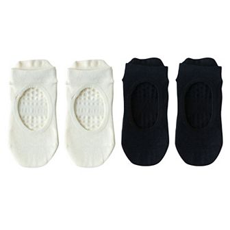 4 Pairs Women's Non-Slip Yoga Socks Soft Cotton Grip Sole Low-Cut Design with Arch Ventilation