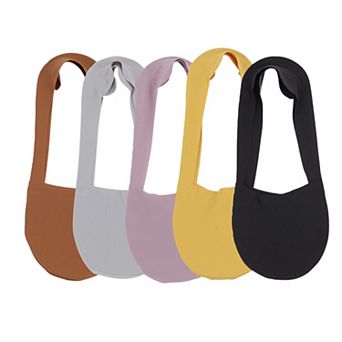 5 Pairs Women Ice Silk Low Cut Liner Socks Anti-Slip Cotton Sole Breathable Invisible Socks