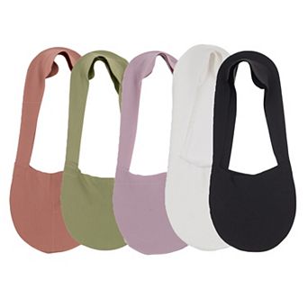 5 Pairs Women Ice Silk Low Cut Liner Socks Anti-Slip Cotton Sole Breathable Invisible Socks